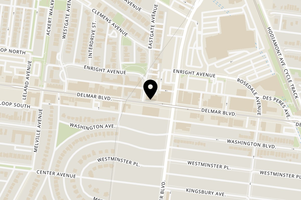 Map showing the location of Gol Bowl Delmar Loop on 6227 Delmar Blvd in St. Louis